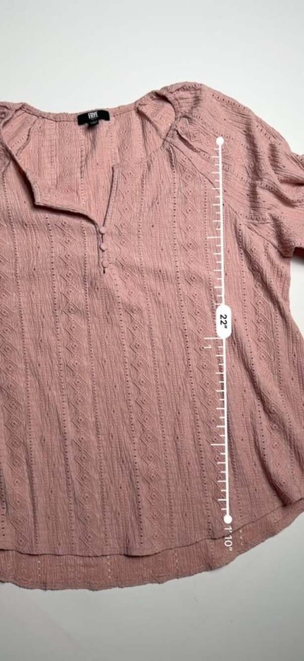Frye Women's Rose Mauve Boho Knit Long Sleeve V Neck Pullover Blouse Large - Picture 4 of 8